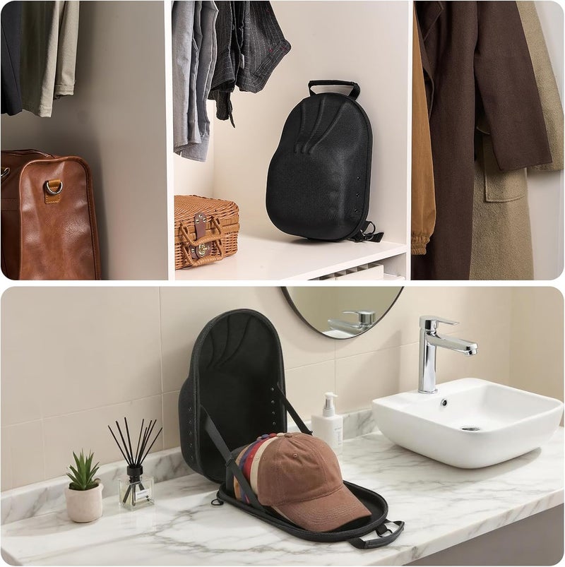 Procase Hat Travel Hard Case, Hat Carrier Storage Bag for 5-6 Baseball Caps,Hat Organizer Ball Caps Holder with Adjustable Shoulder Strap -Black - Image 4